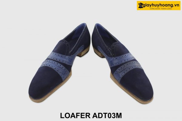 [Outlet size 40] Giày lười nam da lộn xanh navy Loafer ADT03M 003