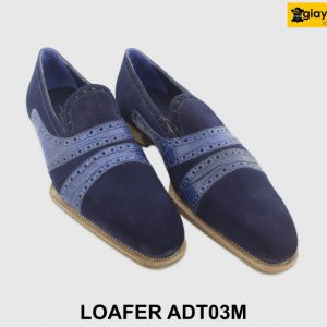 [Outlet size 40] Giày lười nam da lộn xanh navy Loafer ADT03M 002