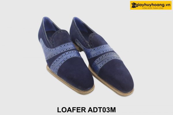 [Outlet size 40] Giày lười nam da lộn xanh navy Loafer ADT03M 002