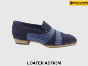 [Outlet size 40] Giày lười nam da lộn xanh navy Loafer ADT03M 001