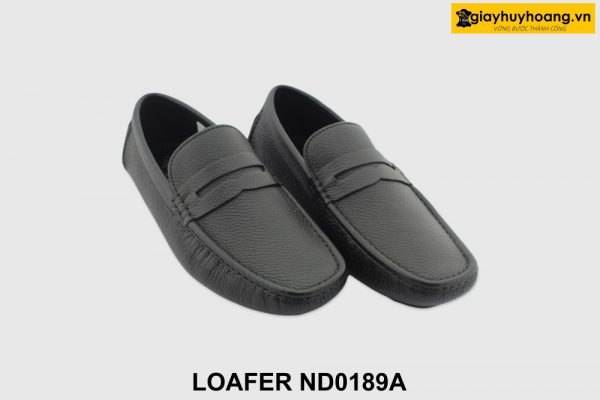 [Outlet size 43] Giày lười lái xe nam đen hột Loafer ND0189A 004