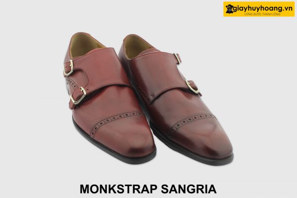 [Outlet size 39.42] Giày da nam đỏ đô Monkstrap SANGRIA 001