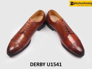 [Size 39] Giày da nam đục lỗ brogues nâu Derby U1541 003
