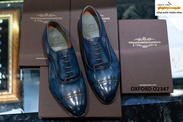 Giày tây nam màu xanh nước biển đẹp Oxford O2347 001