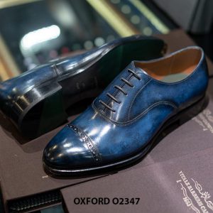 Giày tây nam màu xanh nước biển đẹp Oxford O2347 004