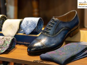 Giày tây nam màu xanh nước biển đẹp Oxford O2347 002