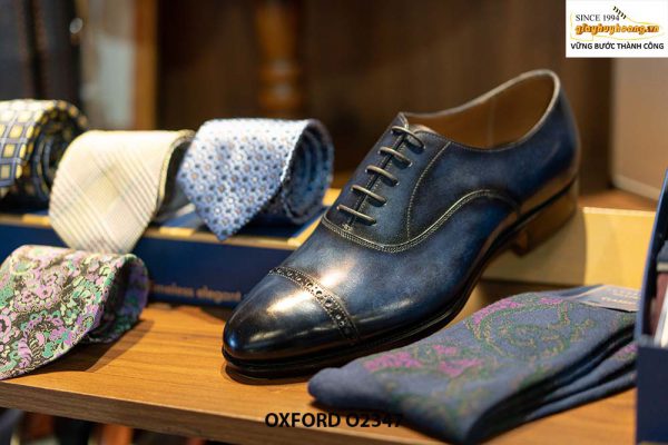 Giày tây nam màu xanh nước biển đẹp Oxford O2347 002