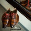 Giày da nam thủ công màu patina vàng Oxford O2350 001