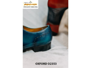 Giày da nam da trơn màu xanh Oxford O2353 005