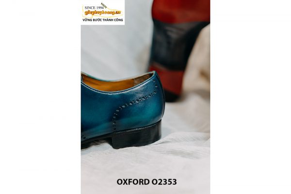 Giày da nam da trơn màu xanh Oxford O2353 005