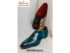 Giày da nam da trơn màu xanh Oxford O2353 004