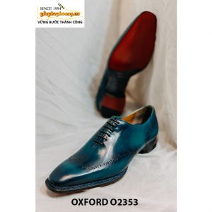 Giày da nam da trơn màu xanh Oxford O2353 004