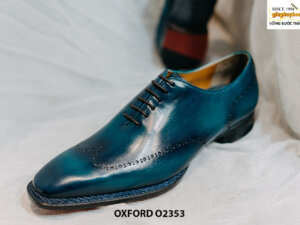 Giày da nam da trơn màu xanh Oxford O2353 003