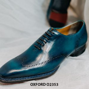 Giày da nam da trơn màu xanh Oxford O2353 003
