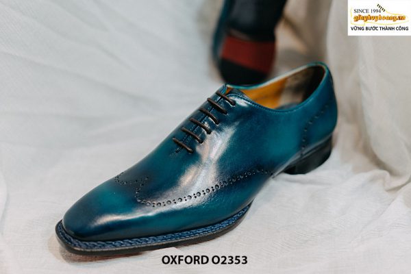 Giày da nam da trơn màu xanh Oxford O2353 003