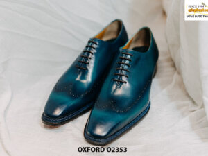 Giày da nam da trơn màu xanh Oxford O2353 002