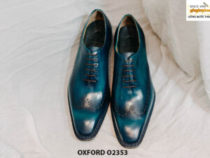 Giày da nam da trơn màu xanh Oxford O2353 001