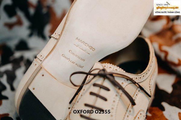 Giày da nam màu trắng Wingtips Oxford O2355 004