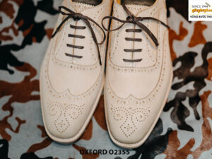 Giày da nam màu trắng Wingtips Oxford O2355 001