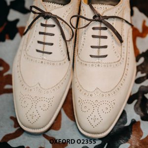 Giày da nam màu trắng Wingtips Oxford O2355 001