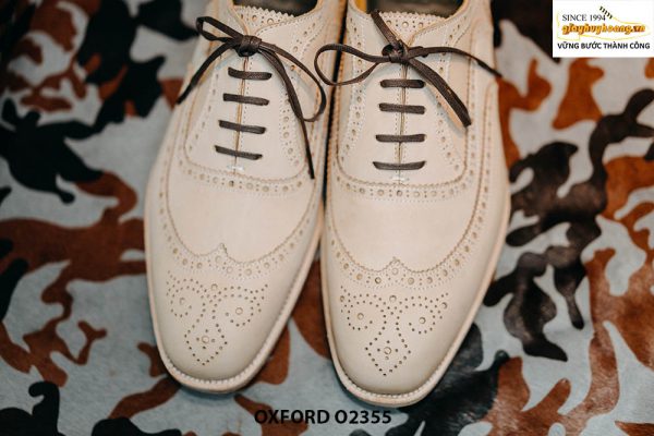 Giày da nam màu trắng Wingtips Oxford O2355 001