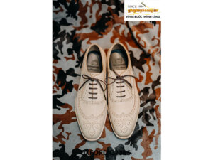 Giày da nam màu trắng Wingtips Oxford O2355 002