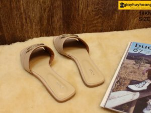 [Size 37] Dép da bò nữ hồng nhạt Female 16KN02 003