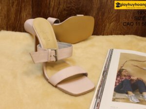 [Size 37] Dép da bò nữ cao gót 11.5cm màu hồng Female 19XTD 004