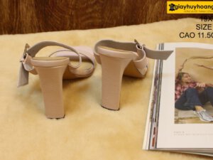 [Size 37] Dép da bò nữ cao gót 11.5cm màu hồng Female 19XTD 003