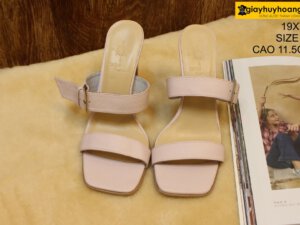 [Size 37] Dép da bò nữ cao gót 11.5cm màu hồng Female 19XTD 001