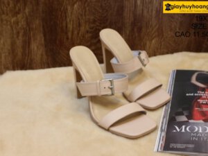 [Size 37] Dép da bò nữ cao gót 11.5cm màu da Female 19XTD 001