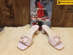 [Size 37] Dép da bò nữ cao gót 6cm Female 3202 002