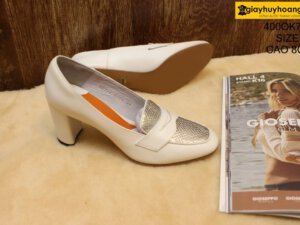 [Size 37] Giày da bò nữ cao gót 8cm trắng Female 400OK703 004