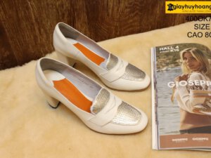 [Size 37] Giày da bò nữ cao gót 8cm trắng Female 400OK703 002