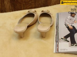 [Size 37] Giày da bò nữ cao gót 7cm hồng Female 7606 004