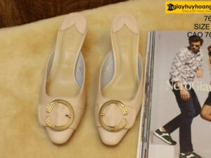 [Size 37] Giày da bò nữ cao gót 7cm hồng Female 7606 001