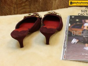 [Size 37] Giày da bò nữ cao gót 7cm đỏ Female 7606 004