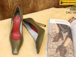 [Size 37] Giày da bò nữ cao gót 10cm xanh Female 998650 006