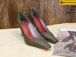 [Size 37] Giày da bò nữ cao gót 10cm xanh Female 998650 001