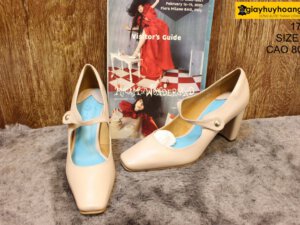 [Size 37] Giày da cao gót nữ cao cấp Female 1777 cao 8cm 003