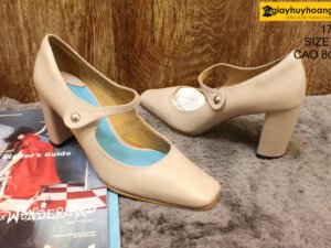 [Size 37] Giày da cao gót nữ cao cấp Female 1777 cao 8cm 002