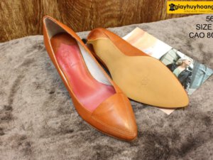 [Size 37] Giày da nữ cao gót màu bò Female 5612 cao 8cm 004