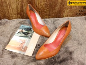 [Size 37] Giày da nữ cao gót màu bò Female 5612 cao 8cm 003