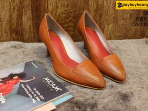 [Size 37] Giày da nữ cao gót màu bò Female 5612 cao 8cm 001