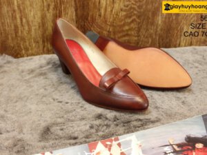 [Size 36] Giày da nữ cao gót màu đỏ nơ Female 5612 cao 7cm 004