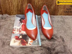 [Size 37] Giày da nữ cao gót màu đỏ Female 5612 cao 7cm 002