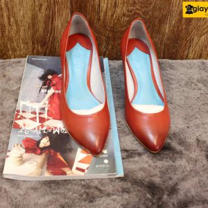 [Size 37] Giày da nữ cao gót màu đỏ Female 5612 cao 7cm 002