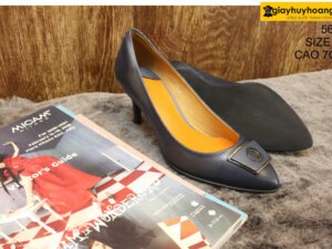 [Size 35] Giày da nữ cao gót xanh Navy Female 5612 cao 7cm 004