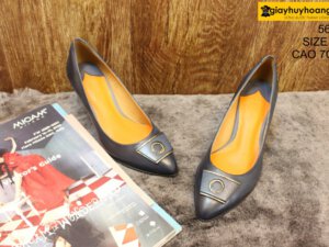 [Size 35] Giày da nữ cao gót xanh Navy Female 5612 cao 7cm 002