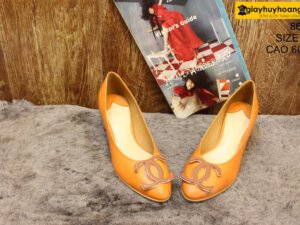 [Size 37] Giày da nữ cao gót màu cam Female 8605 cao 6cm 001